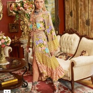 Aratta Floral Bohemian Dress - Yellow and Blue